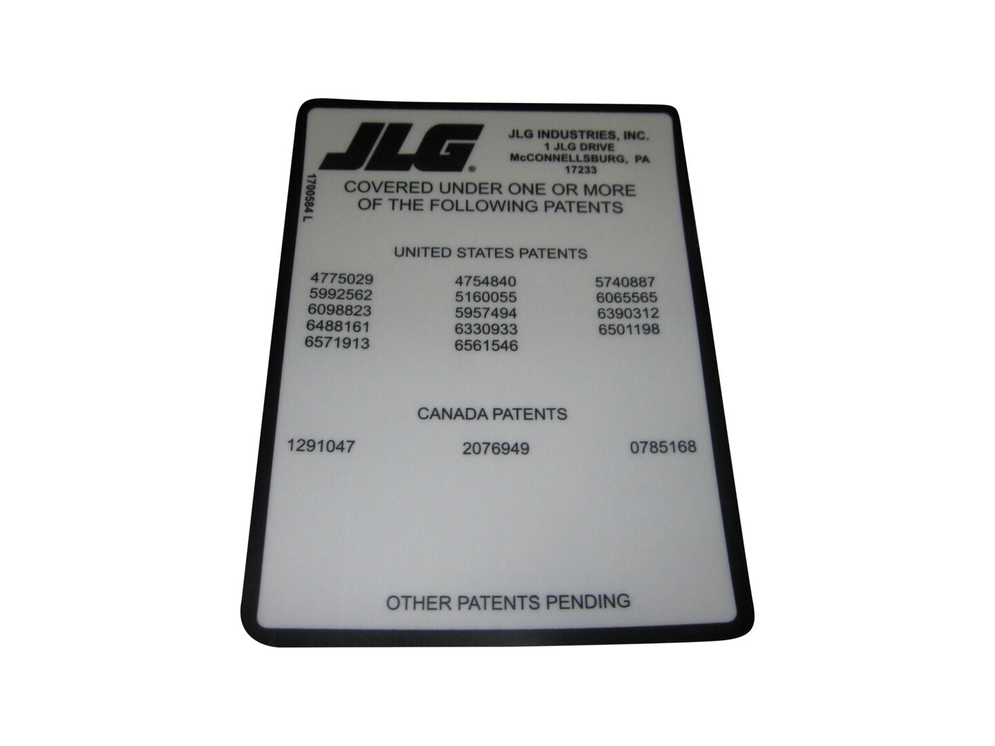 DECAL, PATENT (BLK)