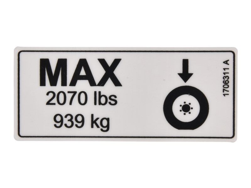 DECAL, TIRE LOAD(2070LB/939KG)