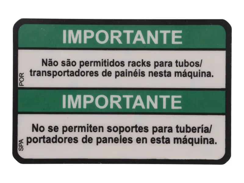 DECAL,NO PIPE RACKS ALLOWED