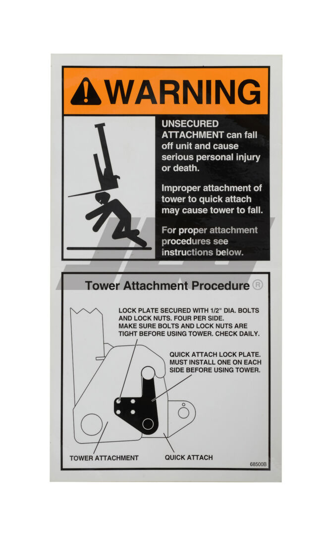 DECAL, TOWER/QUICK ATTACH WARN