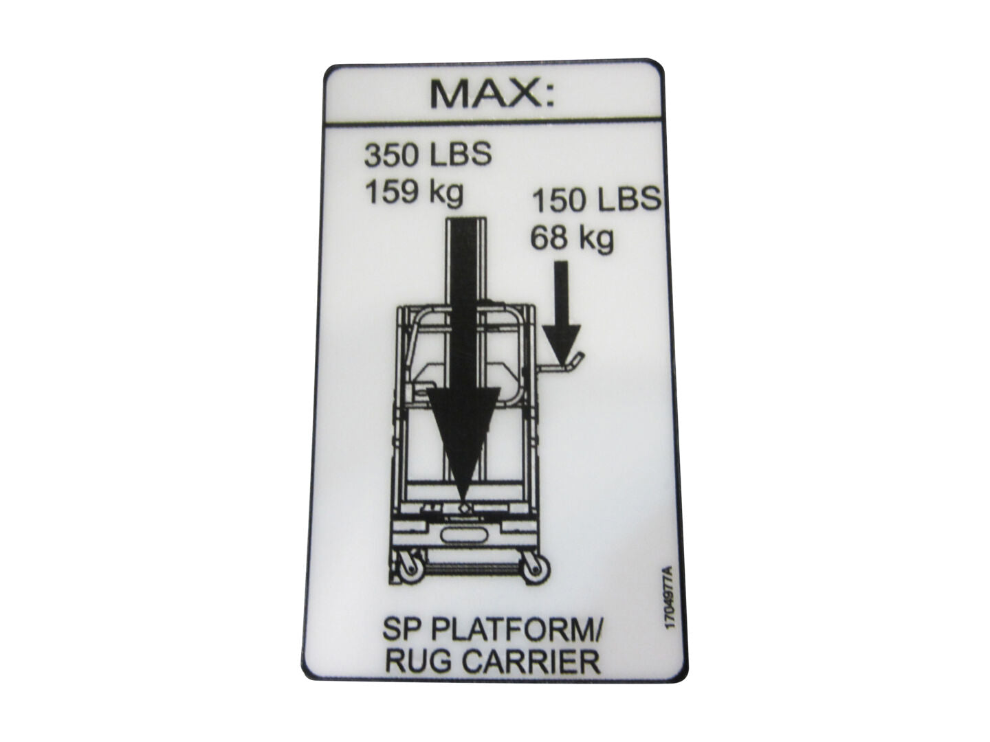 DECAL, CAPACITY (RUG CARRIER)