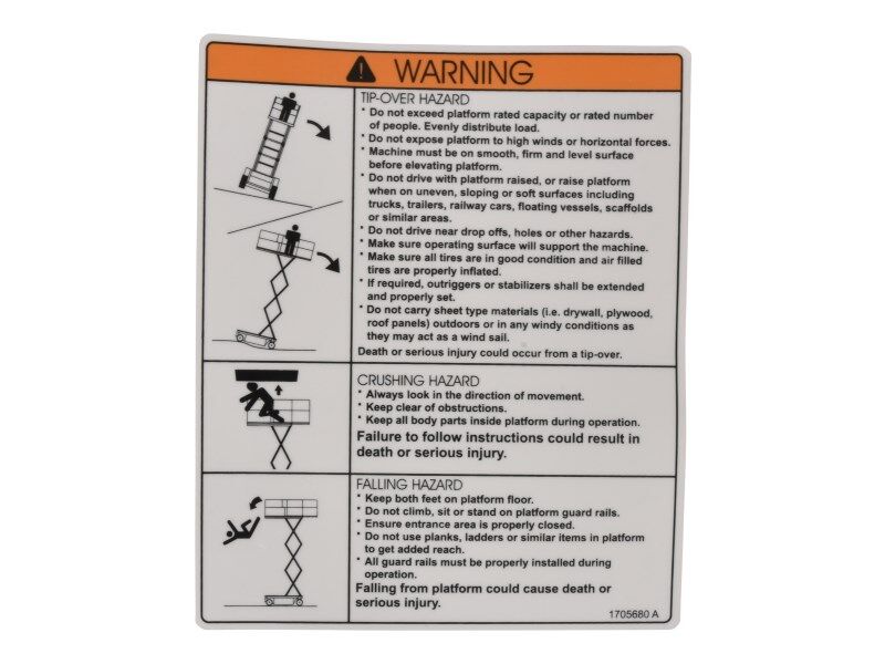 JLG¨ Tip-Over, Crushing, Falling Hazard Warning Decal