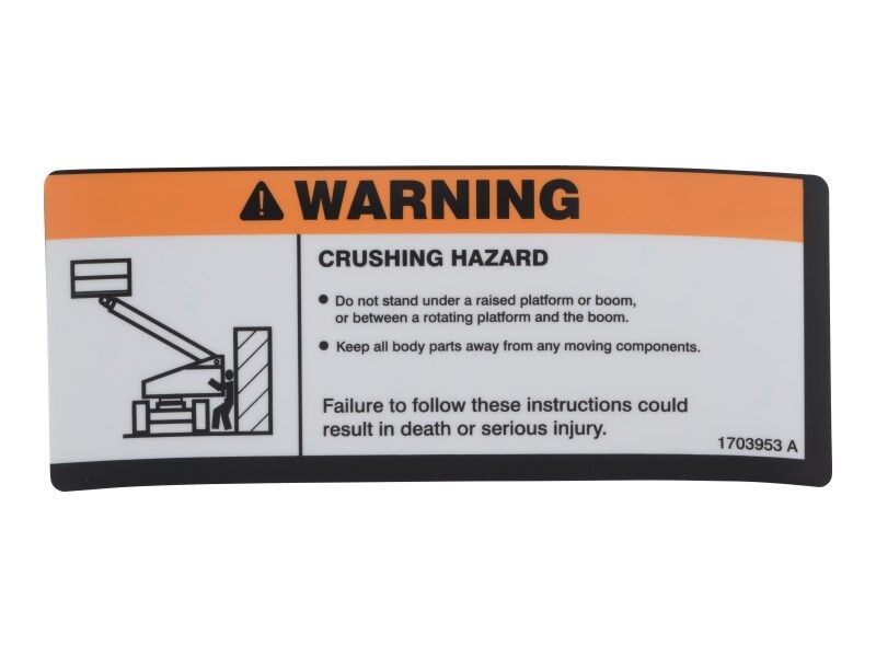 DECAL, CRUSH WARNING