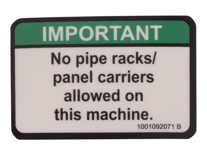 DECAL,NO PIPE RACKS ALLOWED