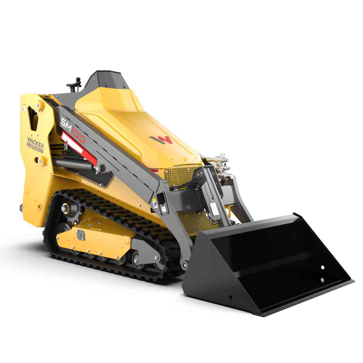 1,075lb Walk-Behind Track Loader front-left view featuring durable construction and compact design for versatile ground-moving tasks