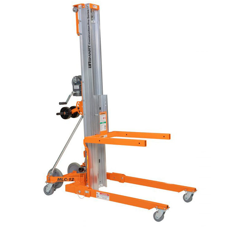 12-foot material lift for rent - for heavy-duty lifting tasks, featuring robust construction and safety mechanisms, ideal for construction sites and industrial use.&quot;