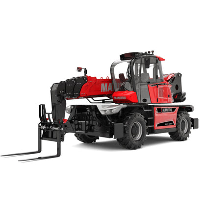 Heavy-duty 13,000 pound rotating telescopic forklift with 85-foot reach showcasing its robust design and superior lifting capabilities, ideal for construction and industrial applications.