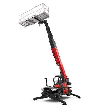 13,000 lb Rotating Telescopic Forklift with 98-foot reach in an expanded view, showcasing its robust design and versatility for heavy lifting and high-reaching tasks.