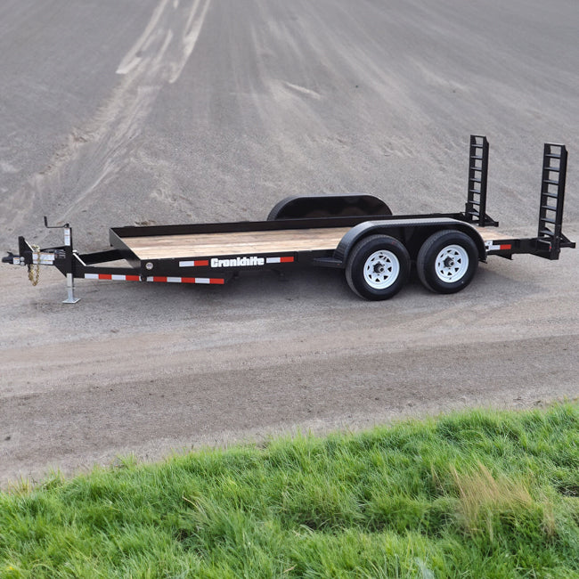 Heavy duty 14,000 pound capacity trailer for rent, suitable for transporting large and heavy loads.