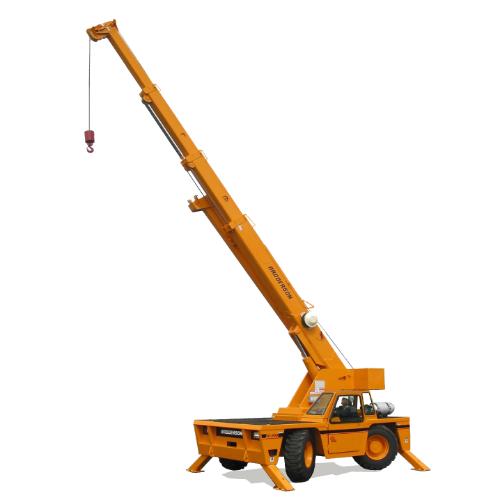 Heavy-duty 15 ton industrial crane for rent with extended arm and hook, designed for large-scale material handling in construction and manufacturing.