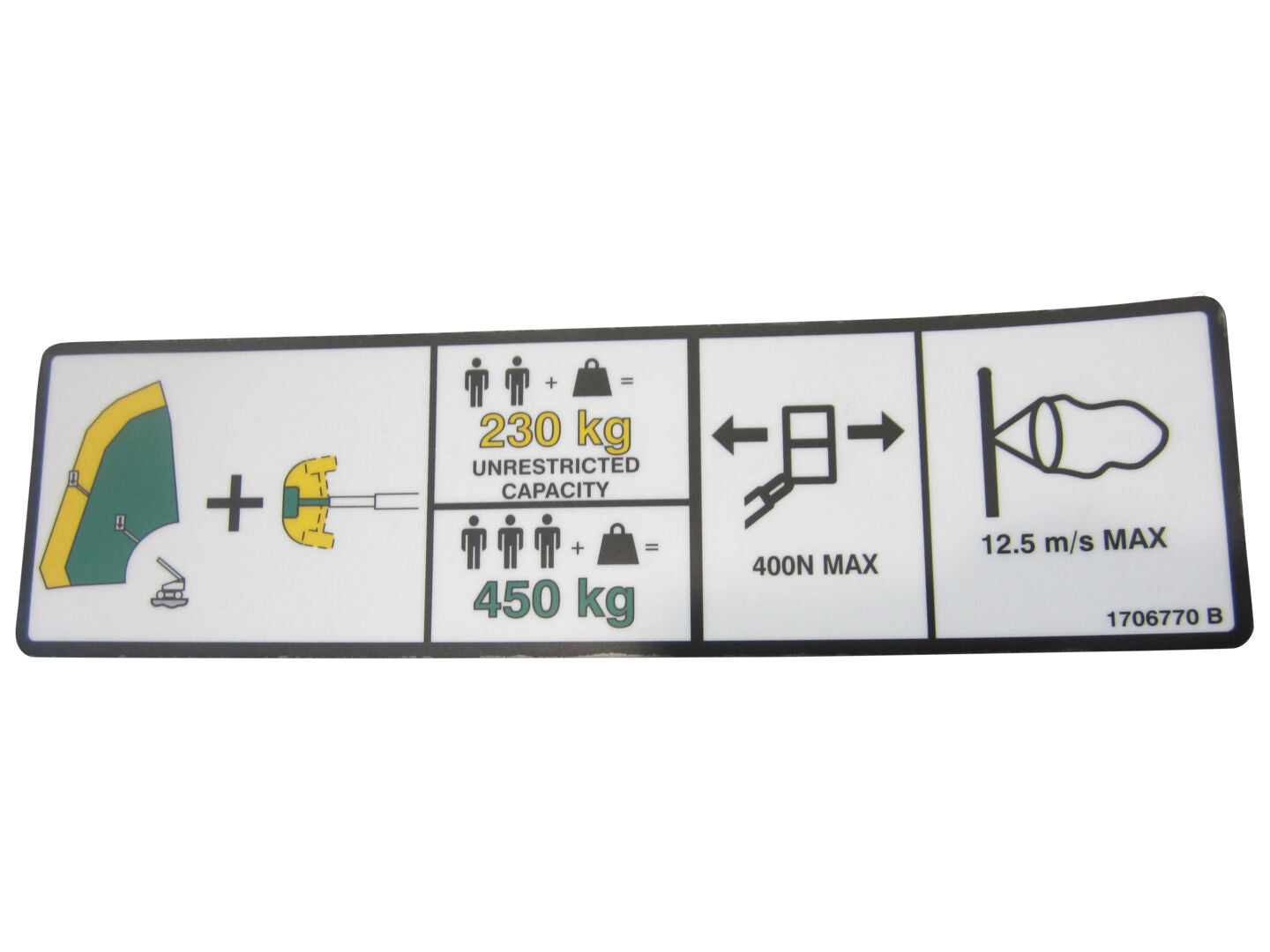 DECAL, 500LBS CAPACITY (PLF)