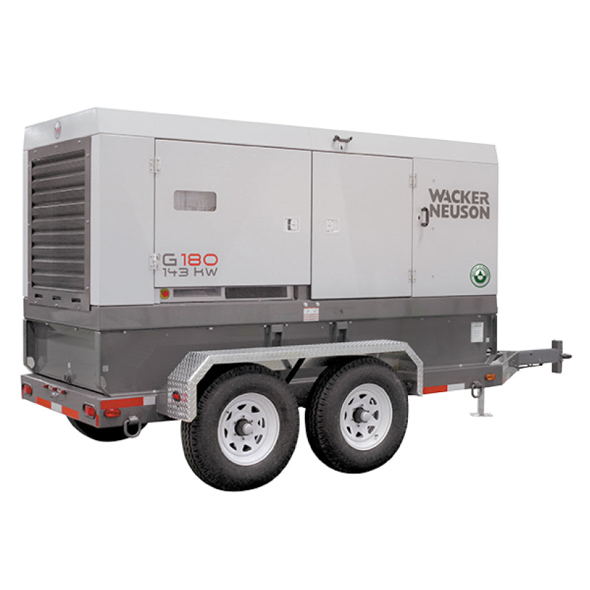 180Kva 145Kw towable generator with a sturdy design, suitable for heavy-duty power needs on construction sites and outdoor events.