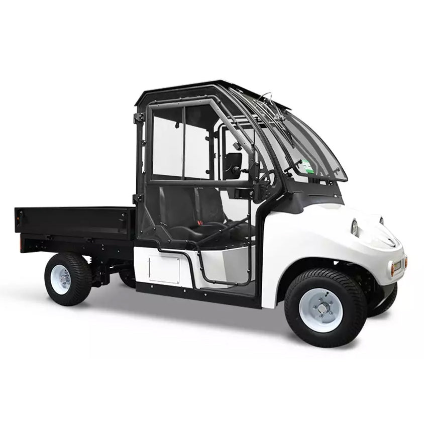 2-passenger utility vehicle, 2WD, showcasing its robust design and versatility for various terrain and utility tasks.