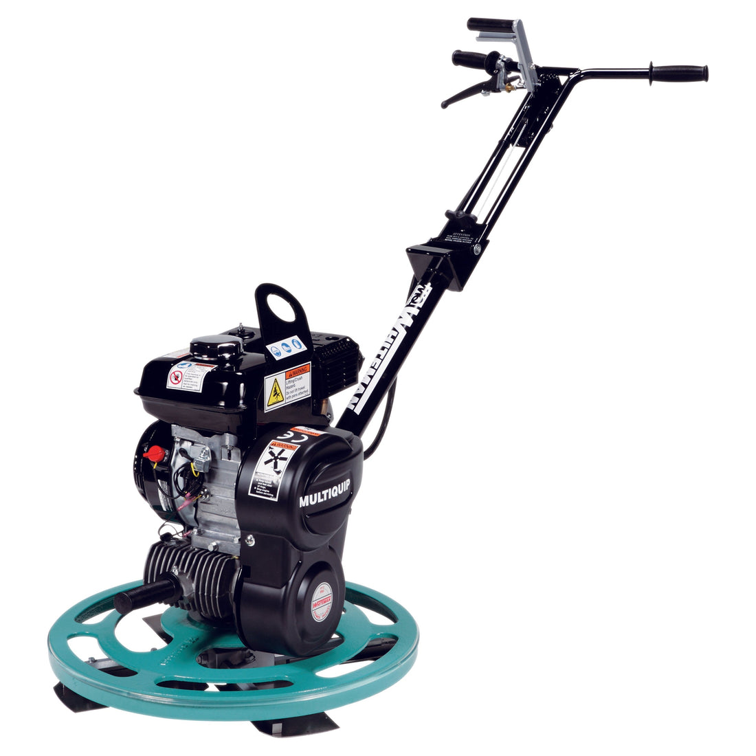 24-inch walk-behind trowel edger with a durable metal frame, designed for professional concrete finishing and edging tasks.