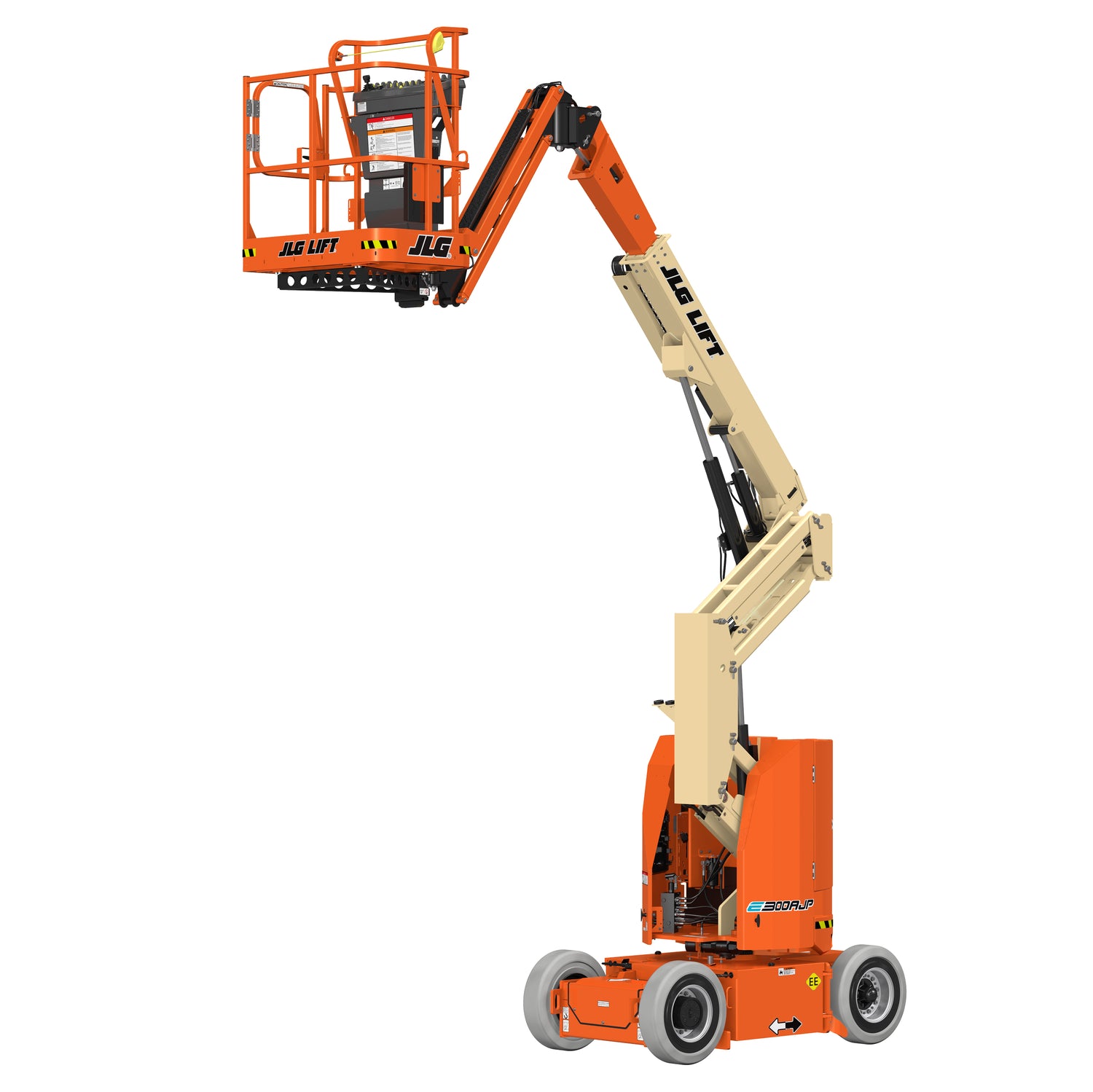 30-foot Electric Articulated Boom Lift with chassis and extended arm, ideal for high-reach construction and maintenance tasks