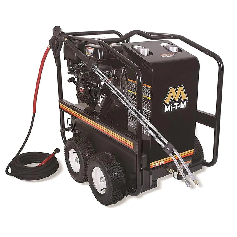 High-performance 3000 PSI Hot Water Pressure Washer for heavy-duty cleaning, featuring a robust design with advanced technology for efficient dirt and grime removal on construction sites and industrial settings.