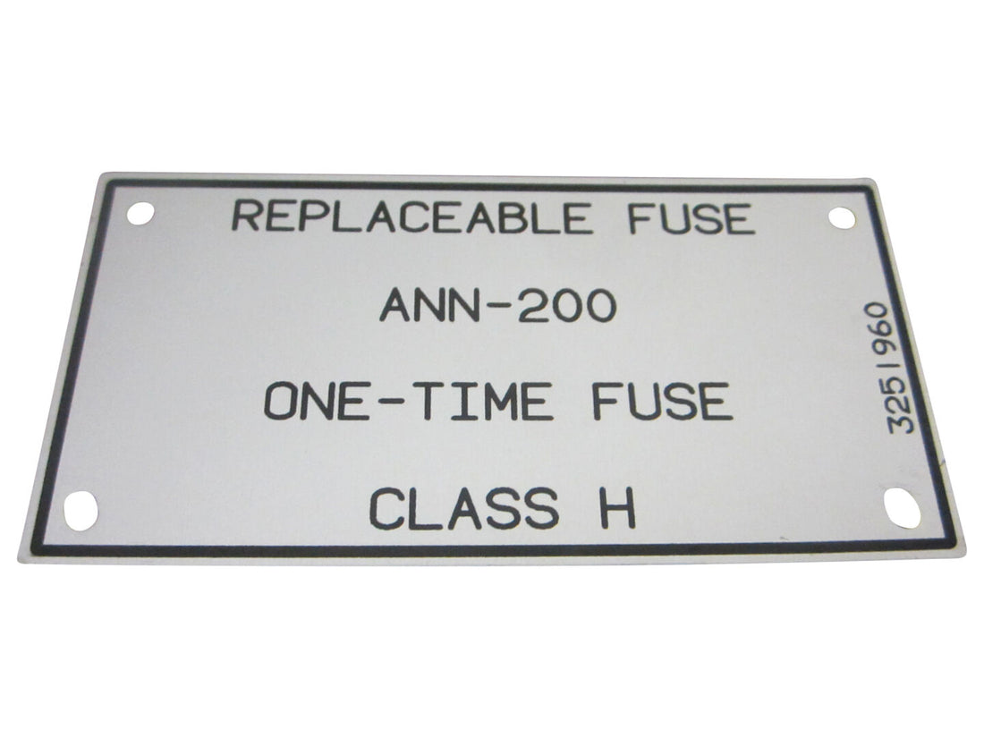 NAMEPLATE, REPLACEABLE FUSE