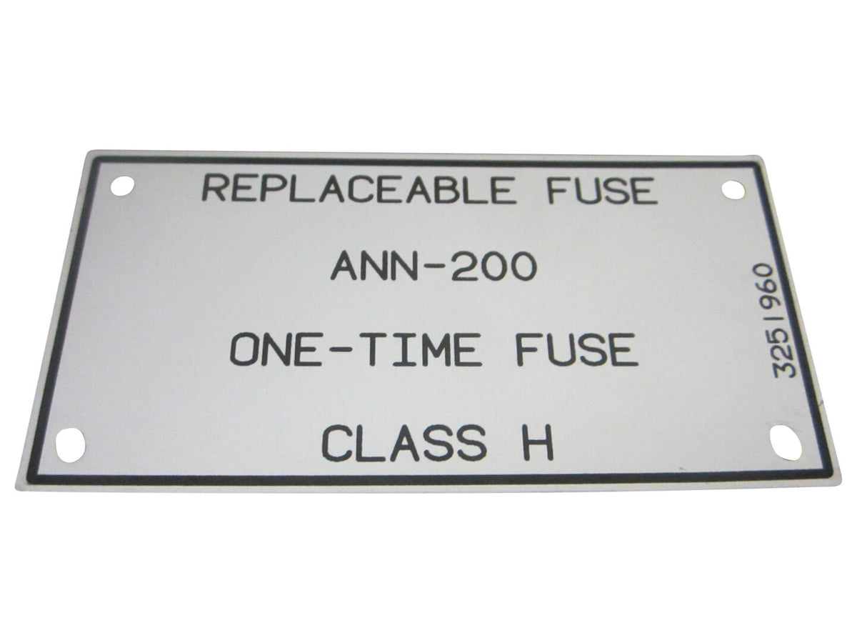 NAMEPLATE, REPLACEABLE FUSE