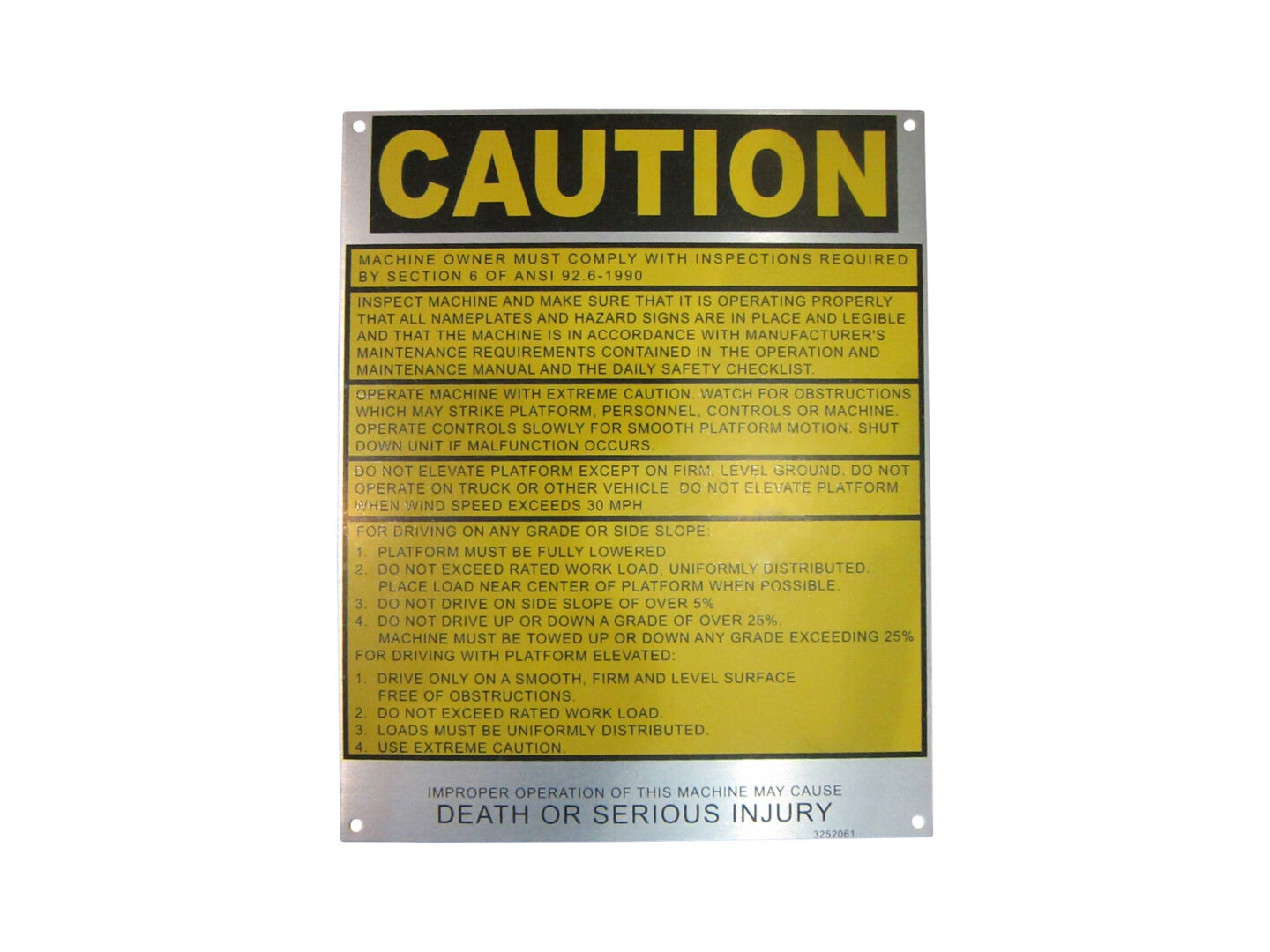 NAMEPLATE, CAUTION