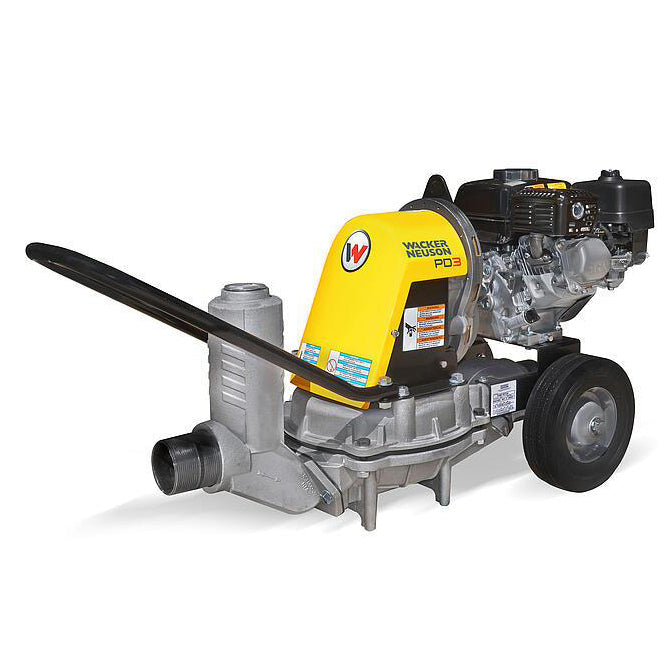 Towable 4-inch double diaphragm pump, designed for heavy-duty fluid transfer and dewatering applications, for easy mobility across job sites.