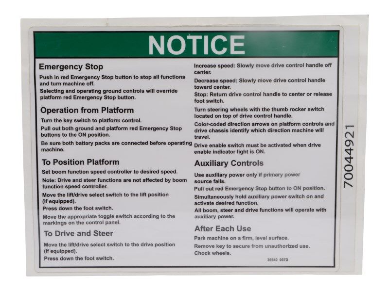 GN-DECAL, OPERATION NOTICE