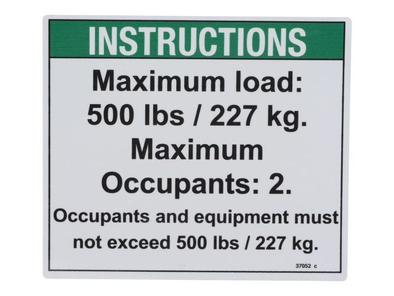 GN-NOTICE MAX LOAD 500LBS