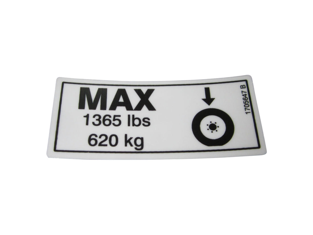 JLG® Scissor Tire load 1365lb (620KG) Decal