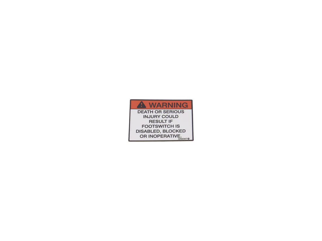 JLG¬® Footswitch Warning Decal