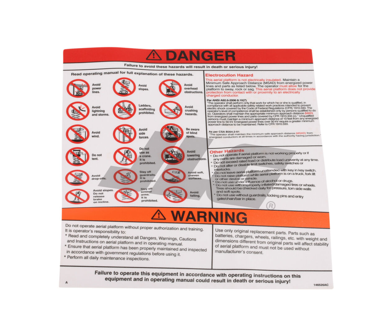 SJ-DANGER/WARNING DECAL
