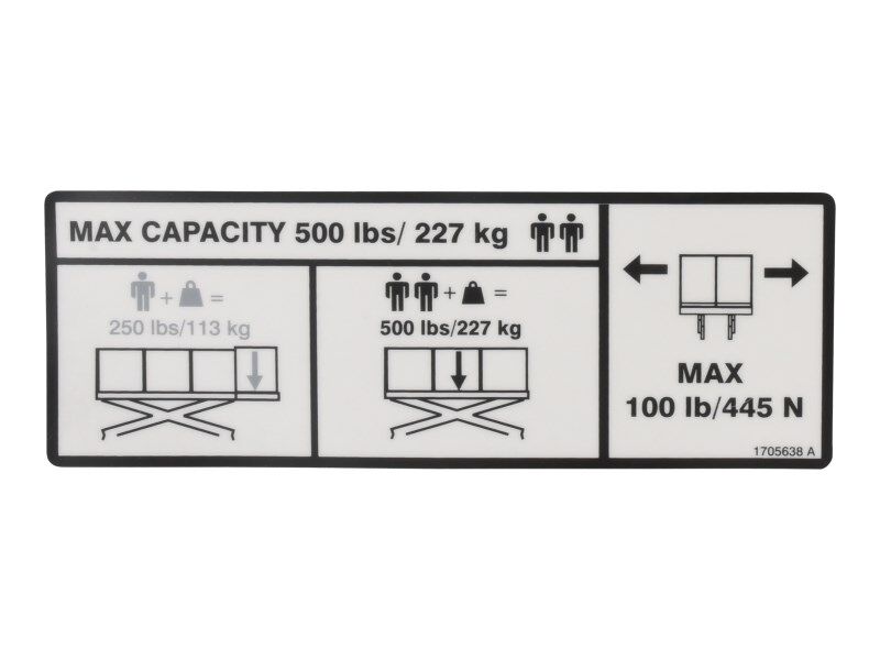 500 LB - 230 KG Max Capacity Decal