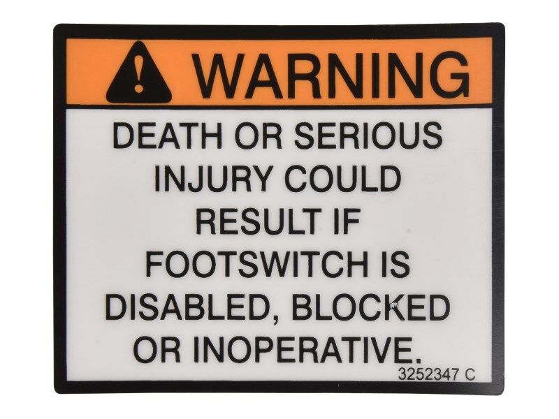 JLG¬® Footswitch Warning Decal